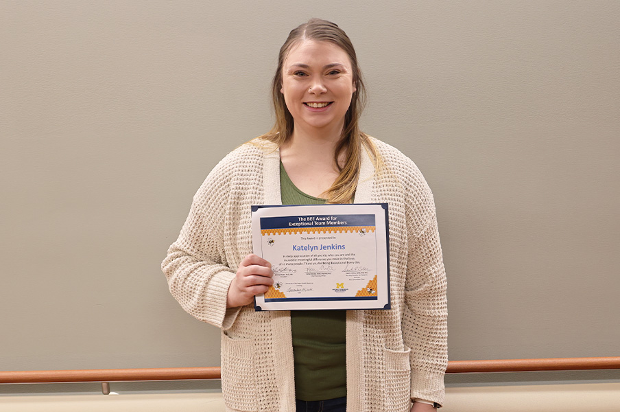 BEE Award winner Katelyn Jenkins, Dec. 2024. BEE Award winner Katelyn Jenkins celebrates award, Dec. 2024.