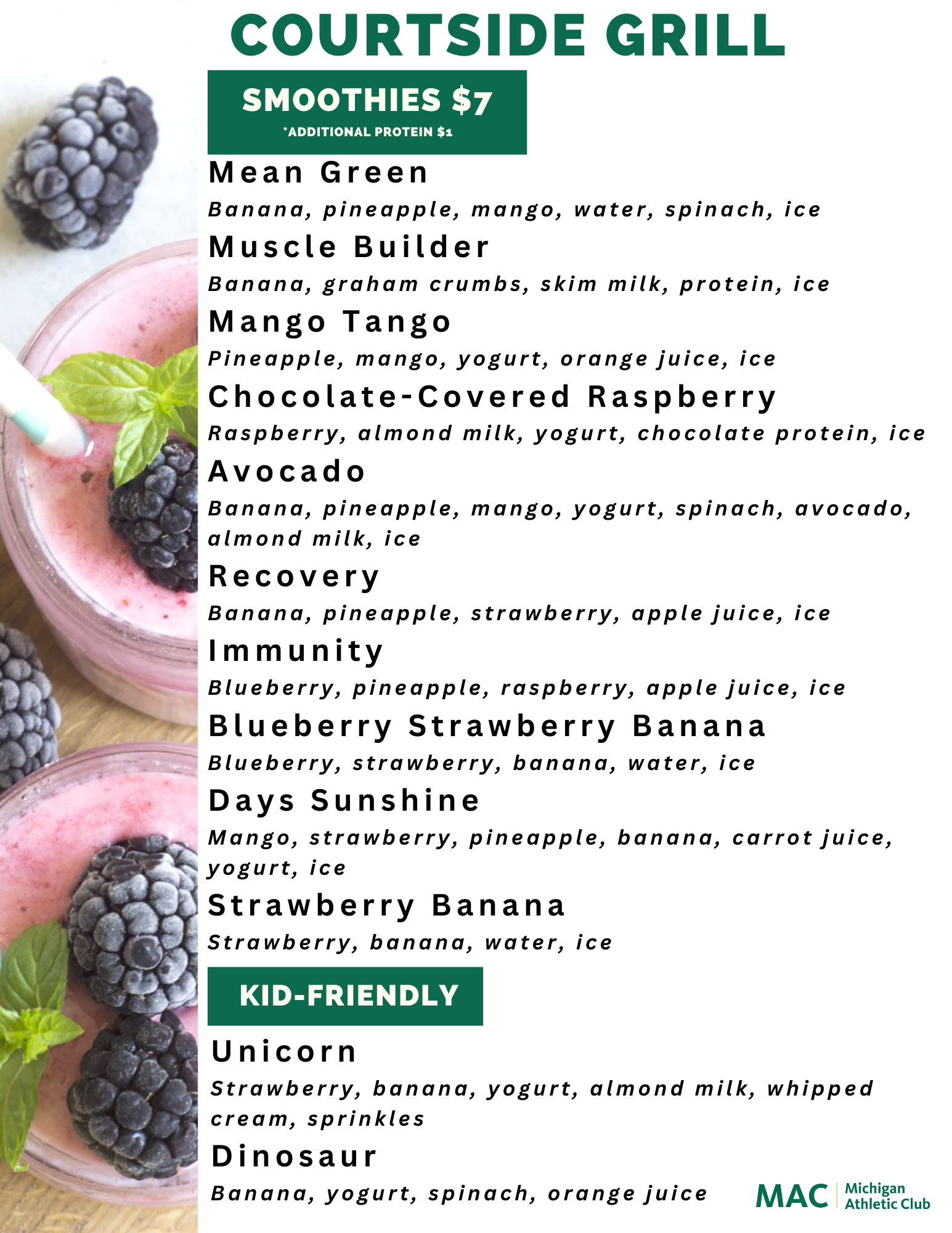 Smoothie Menu